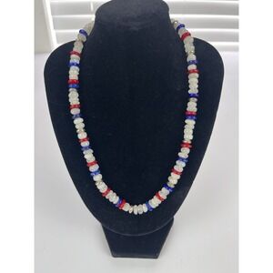Carolyn Pollack Sterling Silver Moonstone Lapis Beaded Necklace Red White Blue